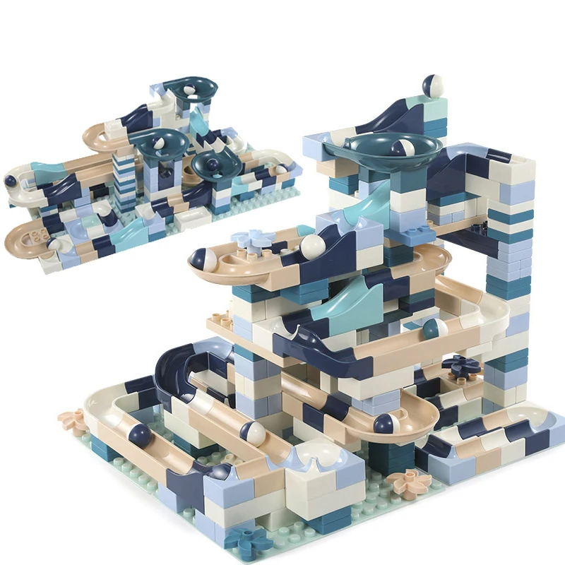 

Marble Race Run Block Compatible Duploed Building Blocks Funnel Slide Blocks DIY Bricks Toys For Children 80-360 PCS