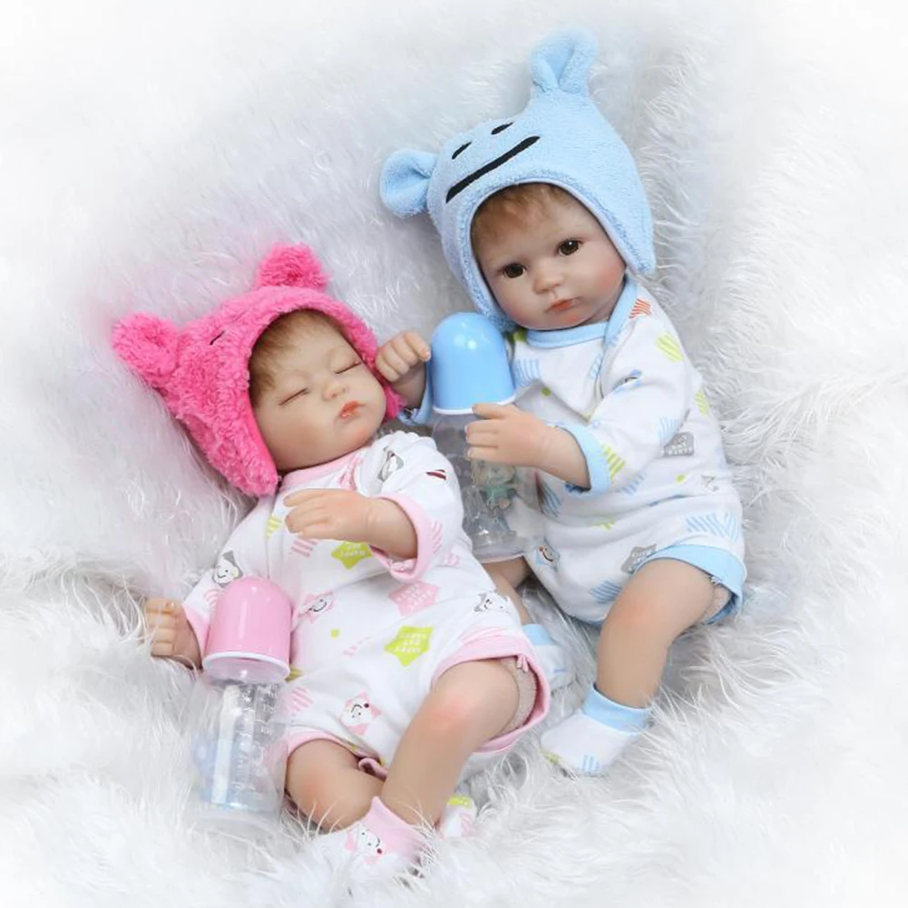 

Lifelike Reborn Twins Baby Lovely Toddler Sleep Play Accompany Mini Doll with Hair Cute Cloth Toy Reborn Doll Kids Brithday Gift