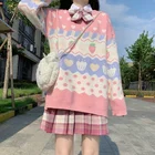 Deeptown Kawaii корейский стиль розовый клубничный принт свитер женский преппи Модный Милый джемпер оверсайз женские милые топы для девочек