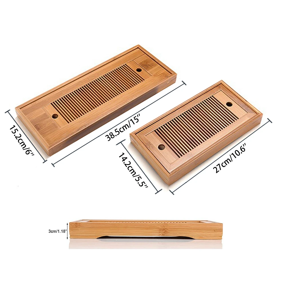 Бамбуковая чайная подноска Китайское сервировочное Кунг-фу Экологичная и высококачественная столешница для хранения воды Сухая пузырьковая