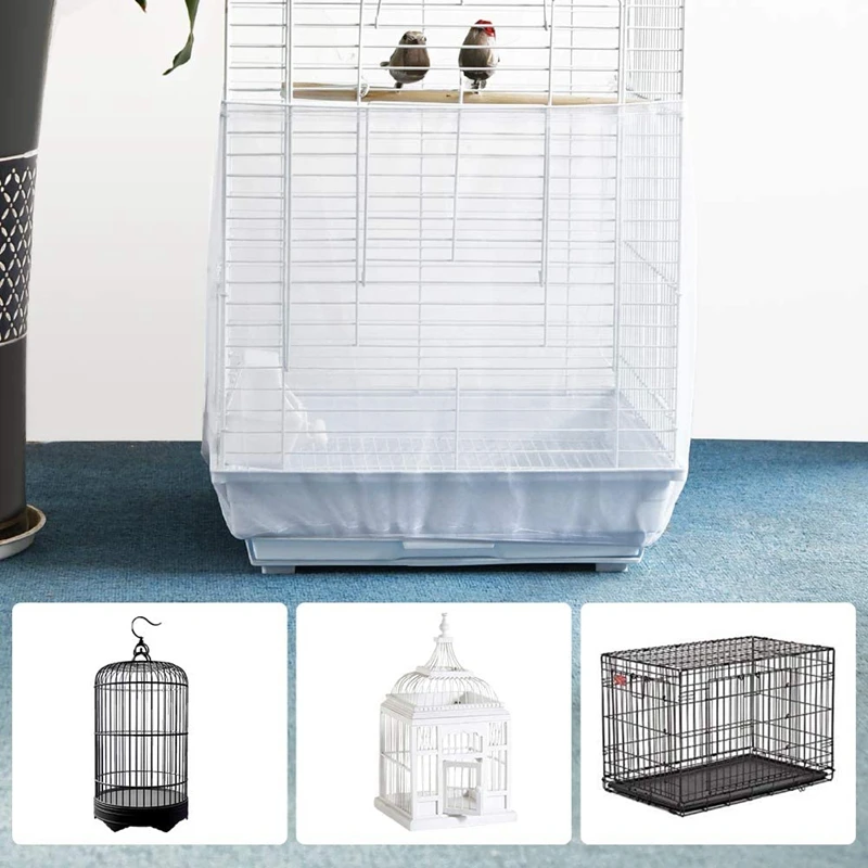 Универсальная клетка для птиц сетчатая юбка с узором белого цвета (не включает