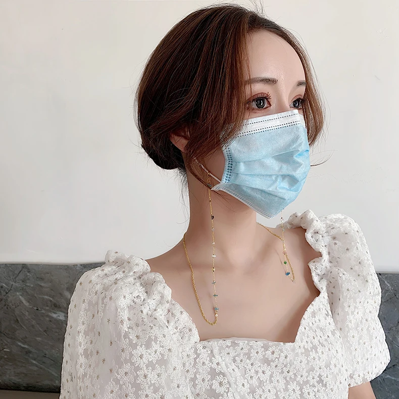 

New Fashion Face Mask Chain Necklace Vintage Pearls Glass Chain Strap Hang On Neck Mask Or Eyeglasses Holder Rope Jewelry