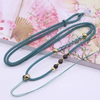 5pcslot weaving necklace rope garnet gold pendant hand woven design rope adjustable lanyard homemade jewelry diy material