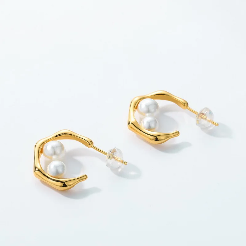 

S925 Sterling Silver Simple Style Fashion Shell Bead Silver Stud Earrings