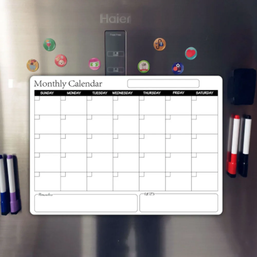 Magnetic Monthly Weekly Planner Calendar Table Dry Erase Whiteboard Schedules Fridge Message Board 2021 New White Color