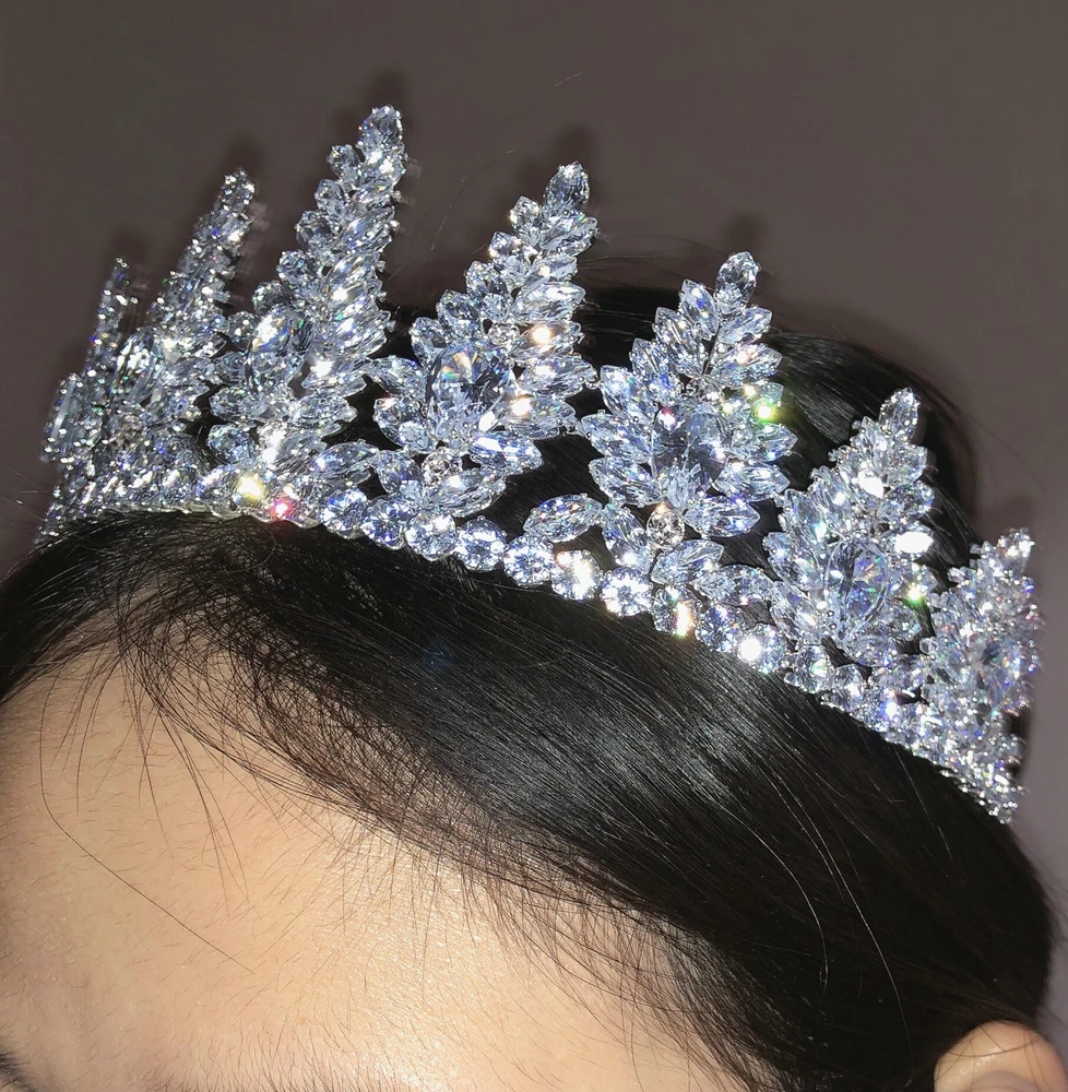 Свадебная тиара корона принцессы из страз бижутерия коронки AAA кубический циркон