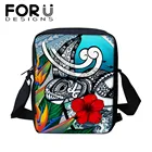 FORUDESIGNS, полинезийские сумки через плечо в стиле ретро с рисунком морской черепахи, гибискуса для женщин, брендовая дизайнерская модная сумка через плечо