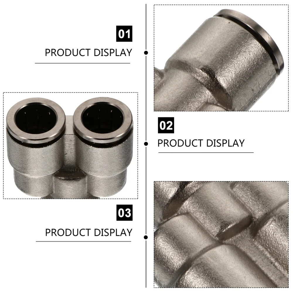 

3Pcs Copper Nickel Plating Push to Connect Air Fittings PY 3-way Quick Coupling