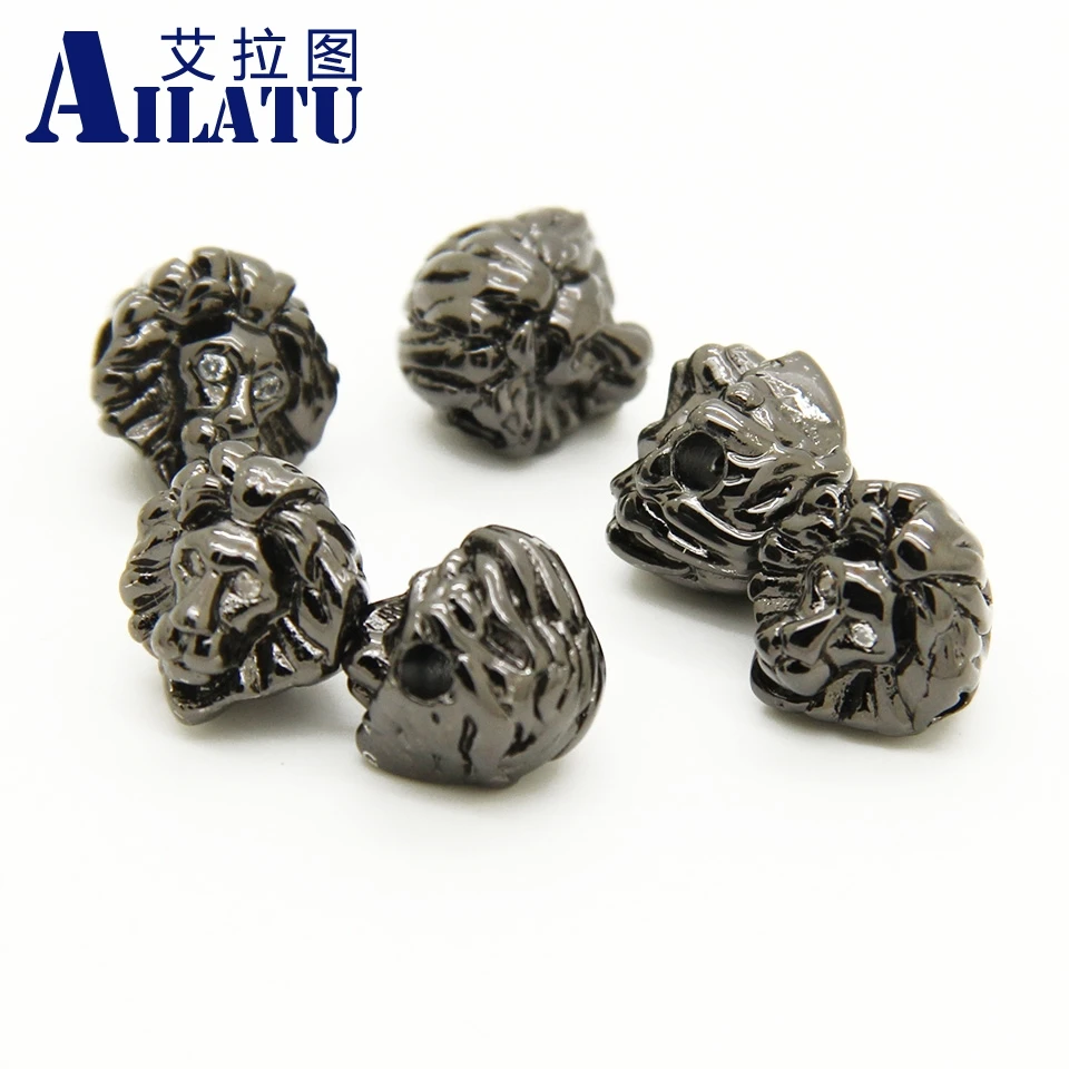Ailatu Micro Pave Цирконий брелок-Чарм в форме головы льва латунные бусины изысканный
