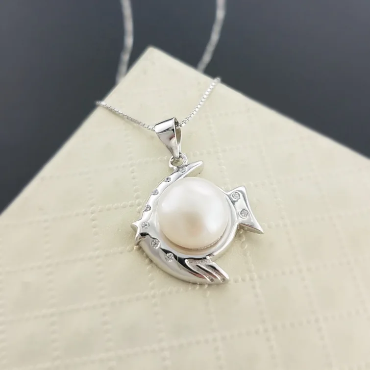 

S925 Silver Necklace Female Simple Clavicle Chain Pearl Pendant Korean Wild DIY Jewelry for women hypoallergenic