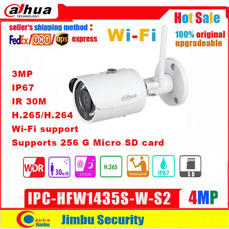 Сетевой видеорегистратор Dahua 4MP IP Камера IPC HFW1435S W S2 Wi Fi IR30M IP67 H.265 мини пуля сети