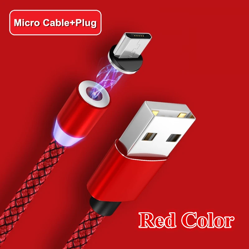 Быстрая зарядка USB кабель для Iphone TYPE-C Micro USB кабель для передачи данных магнитный разъем для Xiaomi Redmi samsung oppo зарядное устройство 1 м 2 м линия - Цвет: Red for  Micro