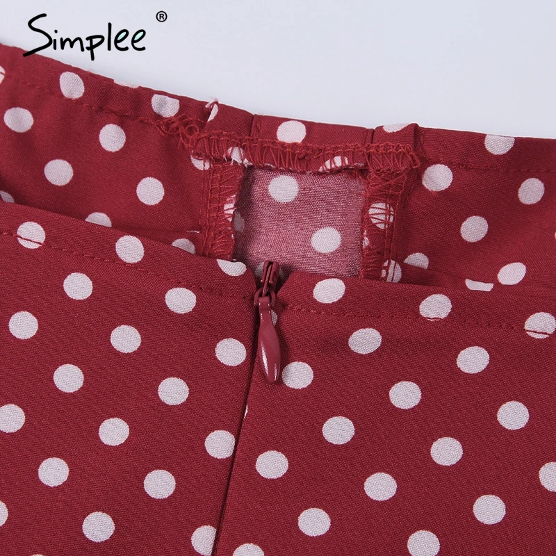 Женское платье трапеция Simplee в горошек 2019 летние женские бордовые вечерние