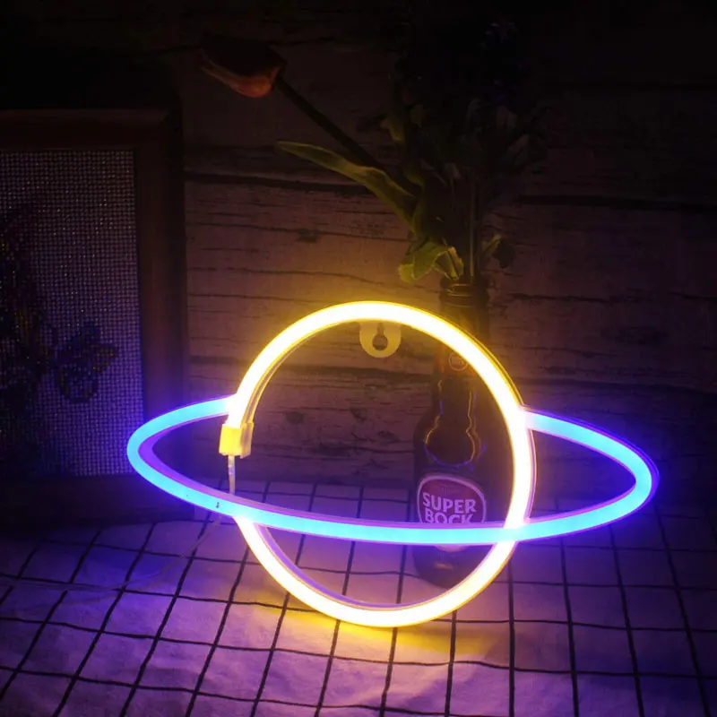 

Led Neon Light Colorful Rocket Neon Sign Planet Desk Lamp for Room Home Party Wedding Decoration Xmas Gift Neon Lamp