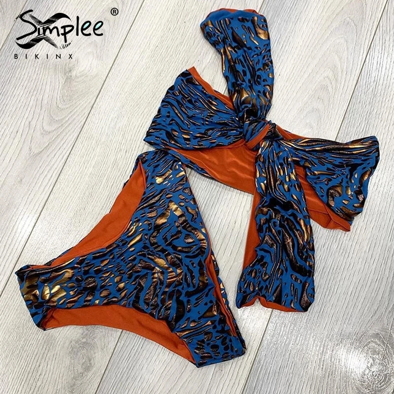Simplee синие женщины sexy купальники бикини купальник топ бандо летняя одежда для