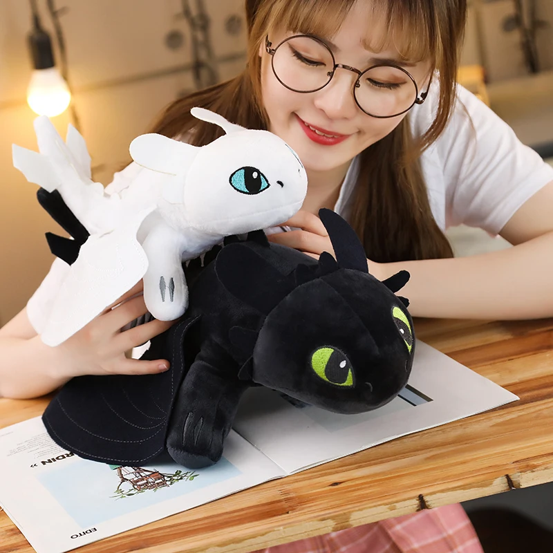 

35cm 45cm 60cm How to Train Your Dragon 3 Toothless Anime Figure Night Fury light Fury Toys Dragon Plush Doll Toys For Children
