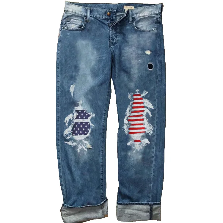

Ladies Jeans Loose Patches Ladies Jeans Trousers Women's Pants