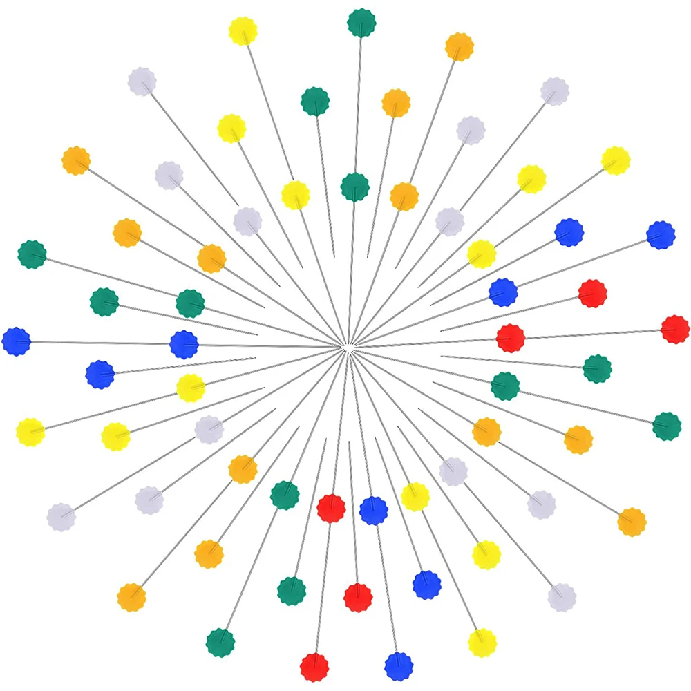 100 шт. прямые булавки с плоской головкой Красочные цветочной для шитья квилтинга