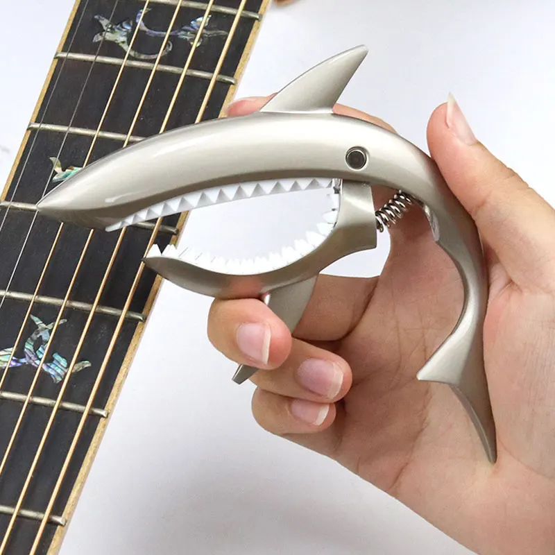 

Zinc Alloy Guitar Shark Capo for Acoustic and Electric Guitar with Good Hand Feeling No Fret Buzz and Durable WHShopping