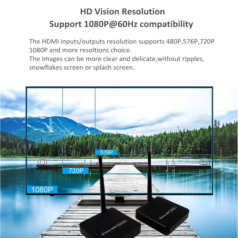100M Wireless HDMI Extender 2.4GHz/5GHz 1080P Wifi 1.3 Audio Video Sender Transmitter Receiver With IR Support HDCP1.2 HDTV |