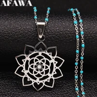 flower of life stainless%c2%a0steel chain necklace women silver color necklace jewelry joyas de acero inoxidable para mujer n1120s02