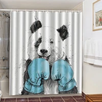 boxing panda kawaii shower curtains in the bathroom 3d elephant print polyester toilet door curtain funny cat cortinas de ducha