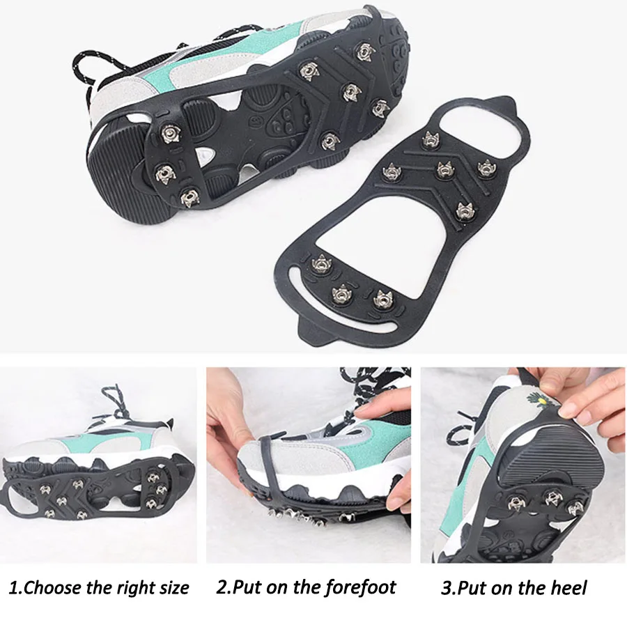 Anti-Slip Crampons Ice Spike for Winter Outdoor Hiking Climbing Hunting Snow Spikes Cleats Chain Claws Grips Ice Gripper