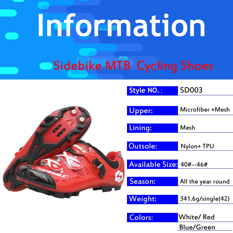 

SIDEBIKE red mountain bike sneakers sapatilha ciclismo mtb men women breathable self-locking professional bicycle SPD shoes