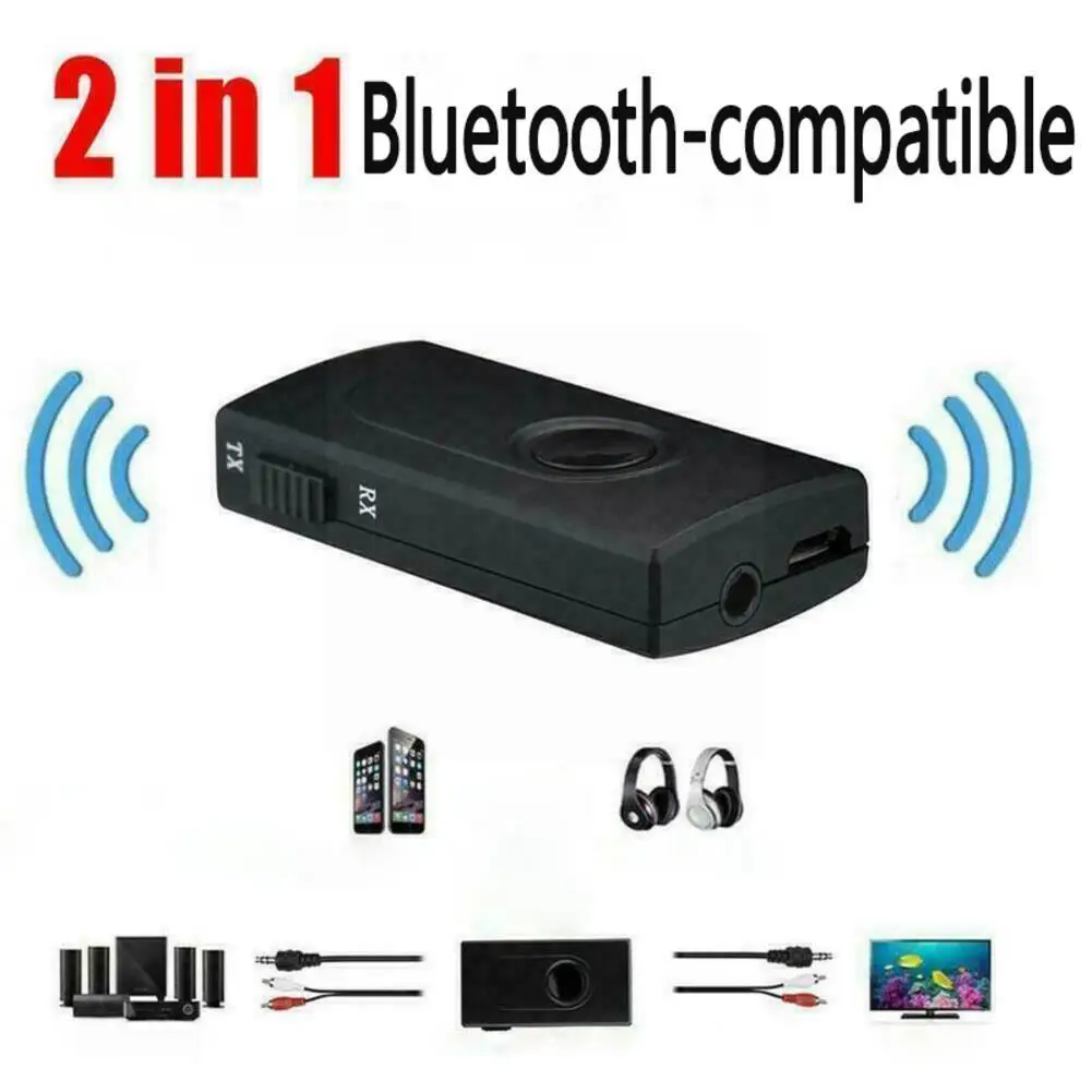 

New Black 2 In 1 Portable Blutooth Receiver Transmitter Receiving Dual Purpose Device Stero For Car Speaker Wireless Audio N4t2