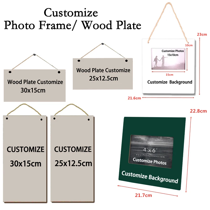 

DIY Gifts Customize Wood Plate Painting Hanging Sign Wooden Plaques Store Bar Bathroom Home Decor Crafts Photo Frame Customized