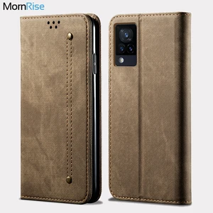 for vivo v21e 4g wallet case magnetic book folio flip cover for vivo v21e 5g denim leather phone bags kickstand card holder free global shipping