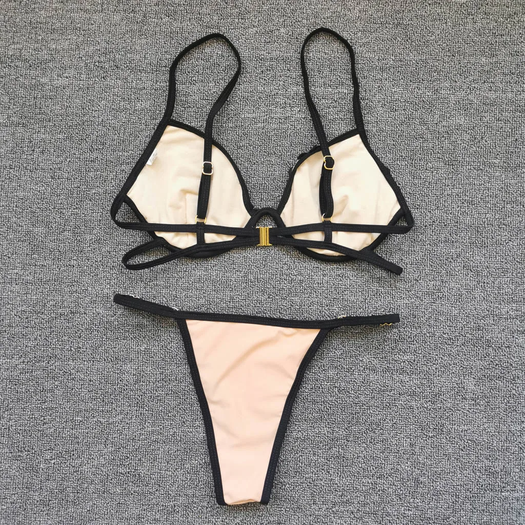 Женский сексуальный комплект бикини однотонный купальный костюм с лепестками и