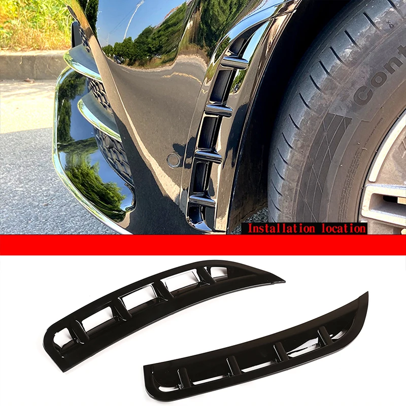 

For Mercedes GLE W167 2020-2021 ABS Carbon Fiber/Black Car front bumper spoiler side air exhaust cover Stickers Car Accessories
