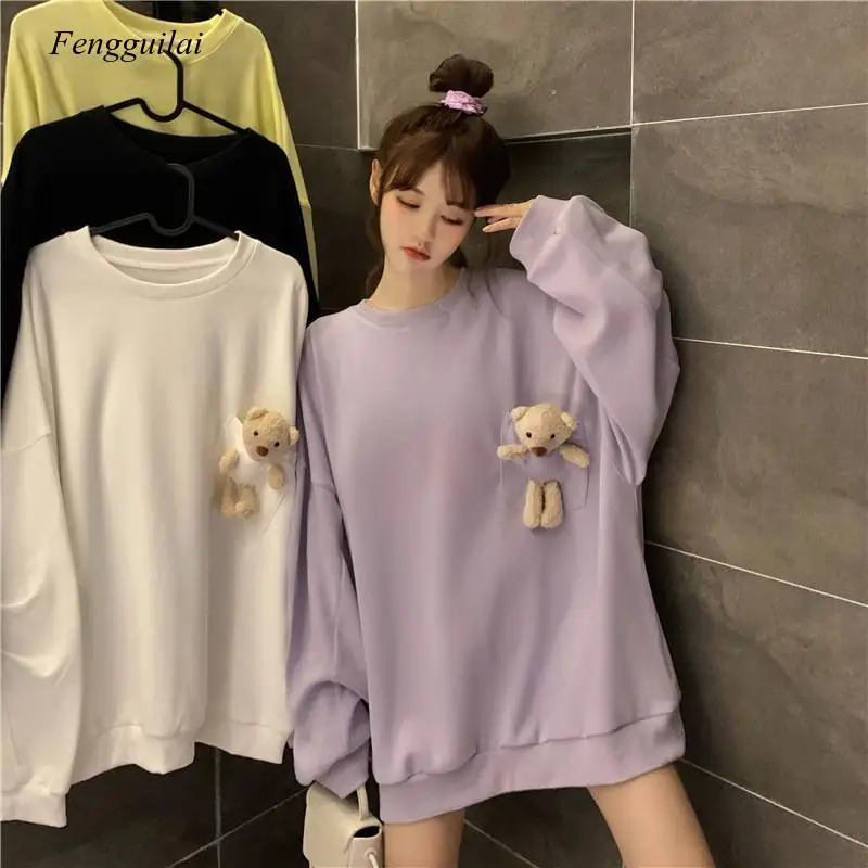 

Bear's Design Long Sleeve Lovely Women's Autumn New Korean Loose and Lazy Style Tops