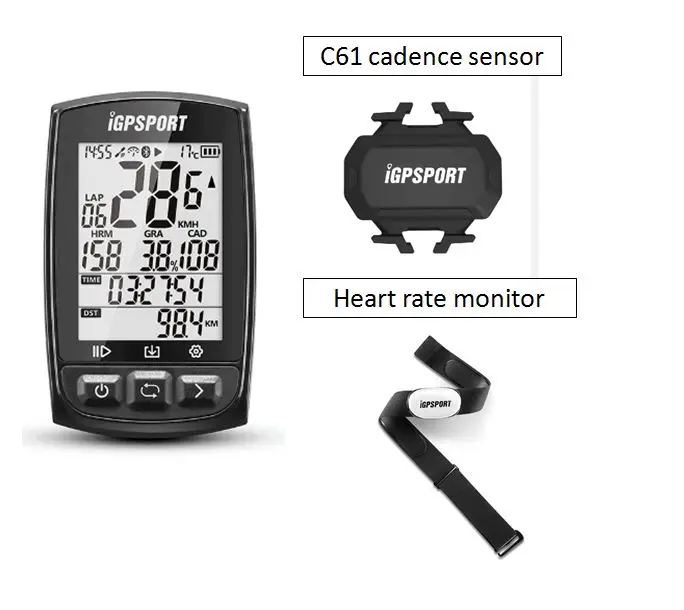 I gps порт IGS50E Mtb велосипедный компьютер gps Водонепроницаемый IPX7 ANT+ беспроводной Велосипедный спидометр велосипед цифровой секундомер аксессуары - Цвет: with c61 HR40