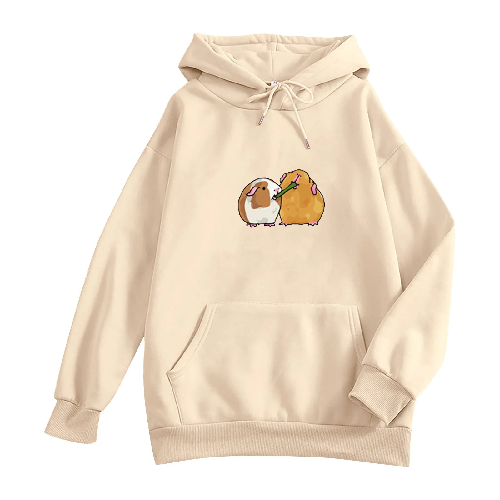 

2021 Women's Fashion Casual Cartoon Print Round Neck Sweater Loose Sports Top Pullover Harajuku Hooded Sweatshirts