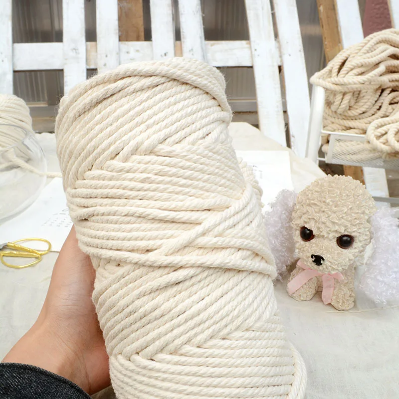 Durable Natural Cotton Rope Cotton Rope Material Tapestry Knitting Line DIY Hand Woven Rope Cotton Yarn Cotton Rope 1/2/3/4/5mm