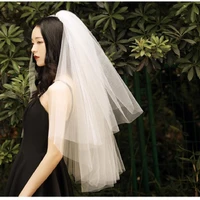 new 2 tier ivory white wedding bridal elbow satin edge veil length with comb