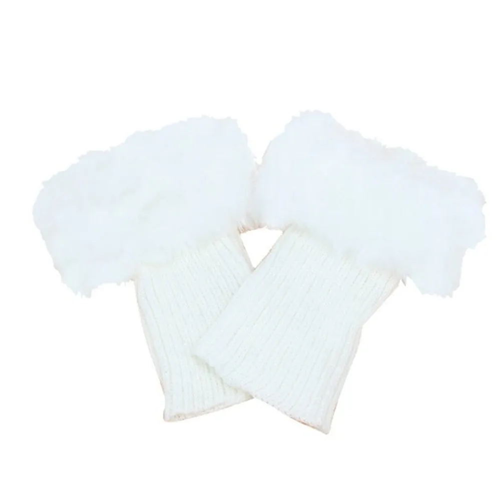

Womens Knitted Boot Cuffs Fur Knit Warm Leg Warmers Boot Socks Legs Warmers Shoes Set