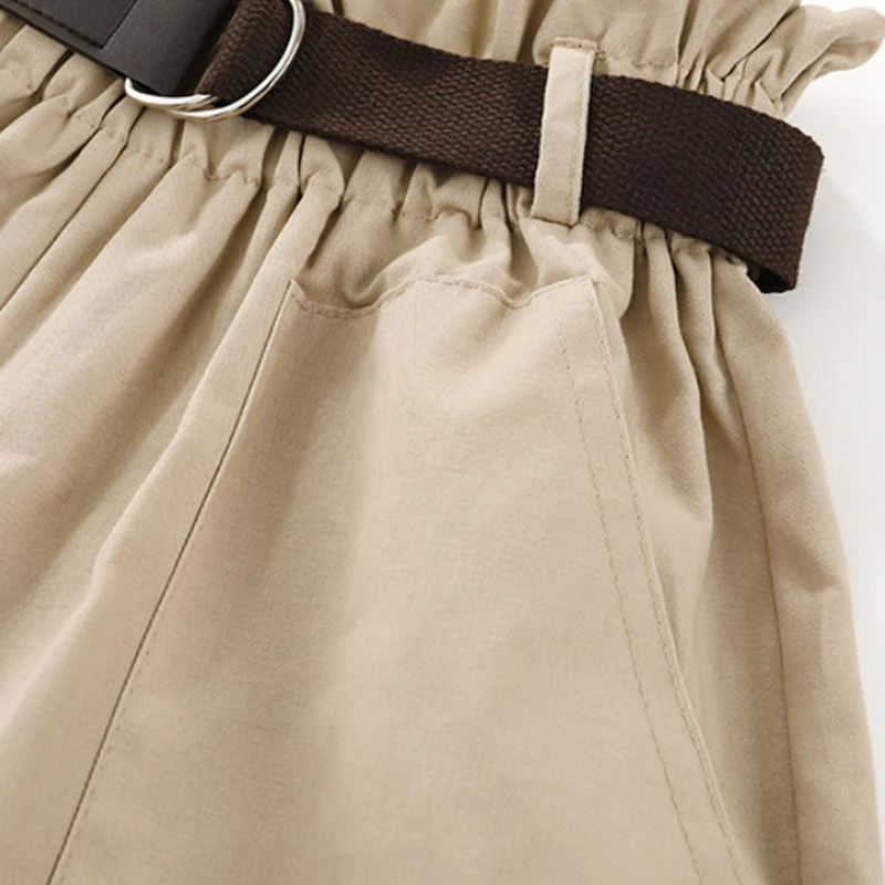 GOPLUS летние шорты женские винтажные повседневные с высокой талией пояс оборками