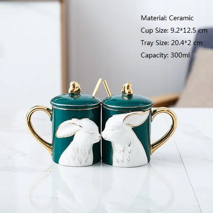 2Pcs-B(Lid spoon OUSSIRRO 2 шт./компл. Творческий Керамика пара чашка кружка Love с ложкой лоток крышкой ко Дню Святого Валентина свадьбы подарки на день рождения с подарочной коробкой - Цвет: 2Pcs-B(Lid spoon