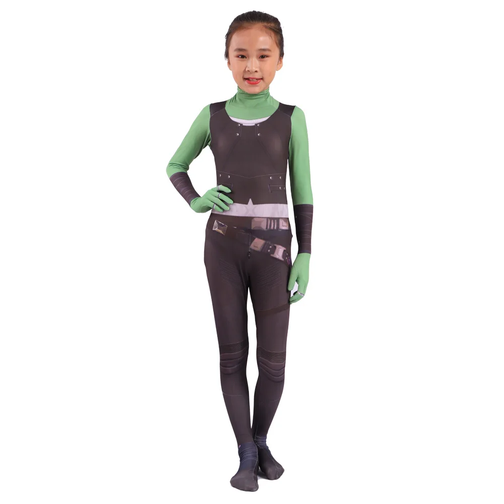 2019 Gamora Cosplay Costume Adult Kids Zentai Bodysuit Hero Jumpsuits Cosplay Halloween Kids girl Party Costume