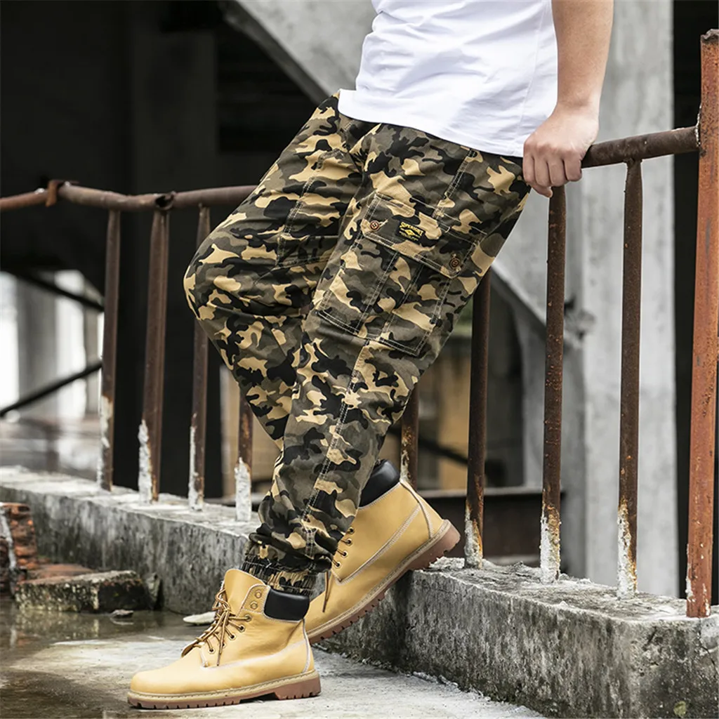 Мужские брюки-шаровары с множеством карманов повседневные Модные брюки-карго