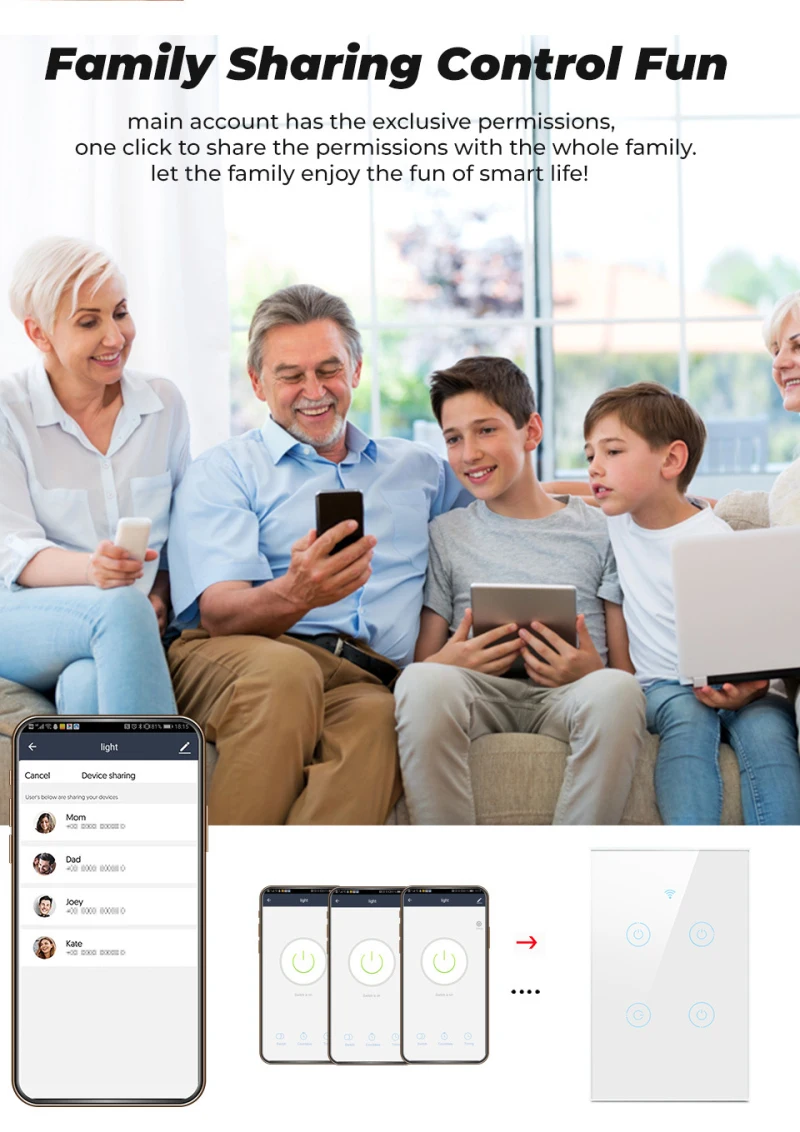 Умный светильник выключатель закаленное черный белый цвет Кристальный