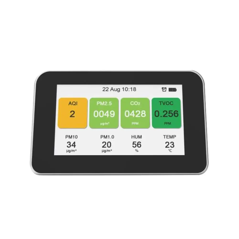 PM2.5/PM10/PM1.0/TVOC/CO2 тестер AQI анализатор качества воздуха детектор температуры и