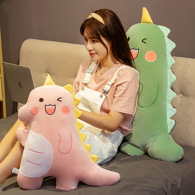 

Naughty Dinosaur Long Throw Pillow toys for girls Cylindrical Bed Cushion Seat Lumbar Support Super Soft Elastic Filling Holiday