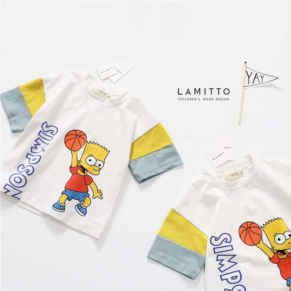 Tonytaobaby Новая летняя футболка для мальчиков и девочек маленький свежий мультяшный