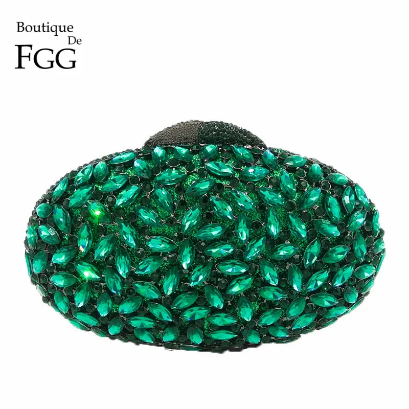 Женский Вечерний Клатч Boutique De FGG с зелеными кристаллами металлический клатч