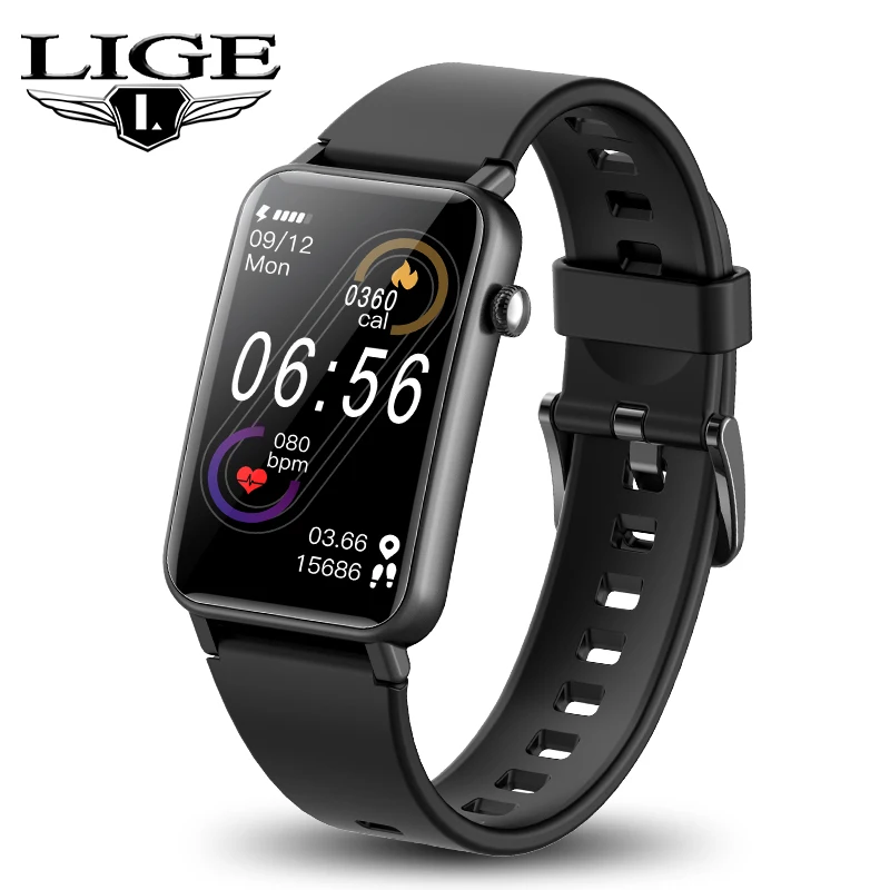 

LIGE 2021 New Smart Watch Fitness Tracker Heart Rate Sports Watch Pedometer IP68 Waterproof Women Smartwatch Men for Android iOS