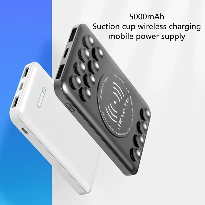 

Wireless Power Bank 5000mAh Sucker Type Wireless Mobile Power Supply For iPhone 12 Mini Pro Max Xiaomi Huawei Wireless Charger